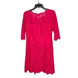 Eliza J Pink Lace Boat Neck Lined Party Date Sheer Lace Dress Size 12